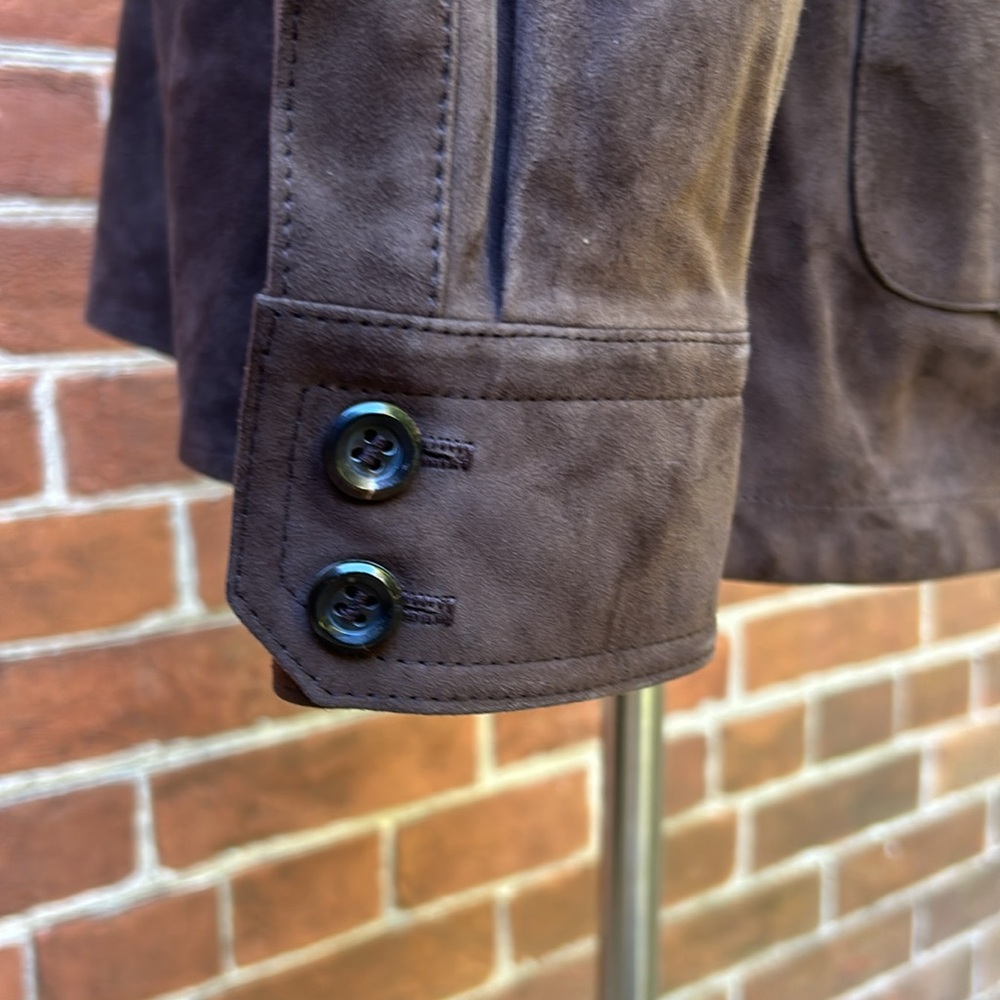 STRENESSE Dark Brown Suede Lace-Up Military Jacket - Picture 4 of 11